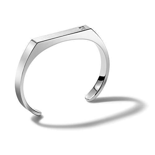 Bulova Mens Classic Stainless Steel Diamond Cuff Bracelet