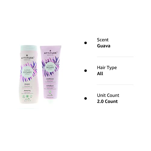 Attitude Super Leaves Moisture Rich Shampoo & Conditioner Bundle With Quinoa, Vitamin B5, Jojoba, Indian Cress, Watercress & Jas