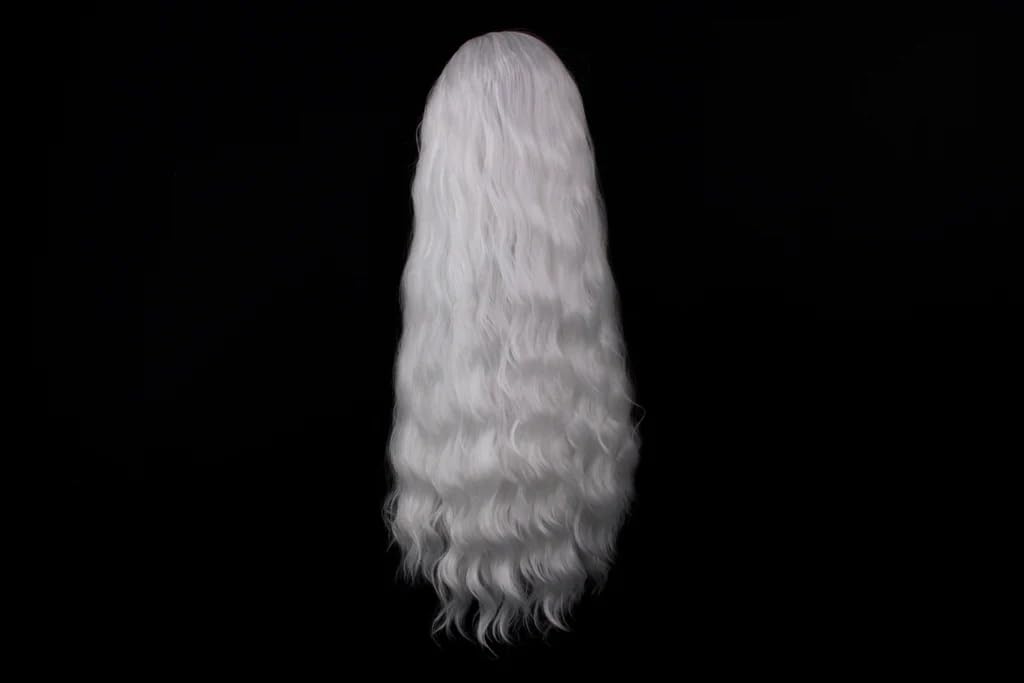 Wxhwcx White Wavy Synthetic Lace Front Wigs Free Part Loose Wave Heat Resistant Natural Hairline Fiber Hair Glueless Lace Wigs F