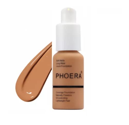 Phoera Full Coverage Foundation Soft Matte Oil Control Concealer 30ml Flawless Cream Smooth Long Lasting aq (108 TAN)