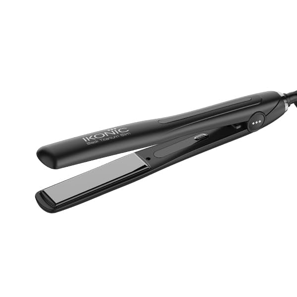 Ikonic Professional Black Titanium Slim Hair Straightener With Digital Heat Control And 1 Inch Slim Titanium Floating Plate Bla