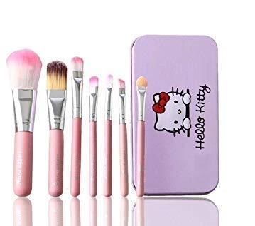 Datnasayad Makeup Mini Brush Kit With Storage Box, Pink(Set Of 7 Pieces)
