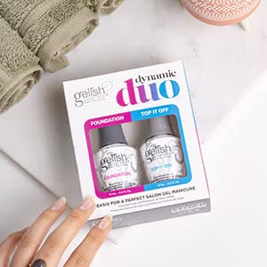 Gelish Dynamic Duo - Foundation Base Gel & Top It Off Sealer Gel Set, Long-lasting, High-Shine Finish for Gel Manicures, Cures F