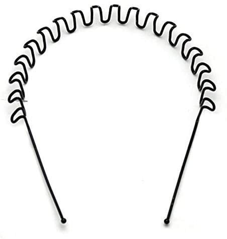 Zigzag Unisex Hair Band Metal Headband Black Head Band Spring Wavy Nonslip Men Women Sports Fashion Headwear 1Pc