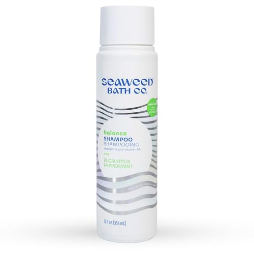 Seaweed Bath Co. Balance Shampoo, Eucalyptus Peppermint Scent, 12 Ounce, Sustainably Harvested Seaweed, Pro Vitamin B5, For Norm