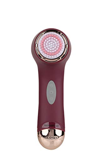 Elle Facial cleansing power brush, remove makeup & dirt, exfoliating, deep clean for flawless skin, waterproof, raspberry, 1 Pou