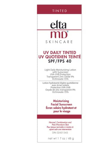 Eltamd Uv Daily Moisturizer With Spf Tinted Face Sunscreen With Hyaluronic Acid, Broad Spectrum Spf 40 Face Sunscreen Moisturize
