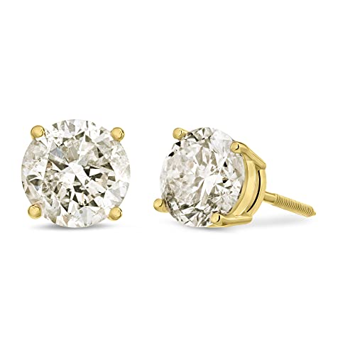 Amazon Essentials 14k Yellow Gold Round-Cut Diamond Stud Earrings (1/2cttw, J-K Color, I2-I3 Clarity) (previously Amazon Collect