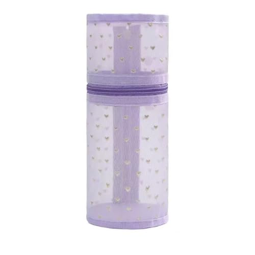 Terlanreey StandUp Makeup Brush Holder, Cosmetics Bag with Zipper, Mesh Travel Toiletry Bag, Portable Brushes Storage Punch, Br