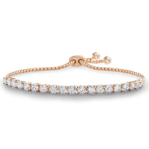 Devin Rose 8 Cttw Cubic Zirconia Adjustable Bolo Bracelet for Women in Rose Gold Plated Brass 4mm Pink