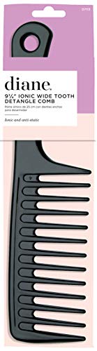 Diane Extra Wide Tooth Shampoo Comb - Ionic, Anti-Static Detangler Tool, Use on Wet or Damp Hair for Women, Men, Black, 9.75 Inc