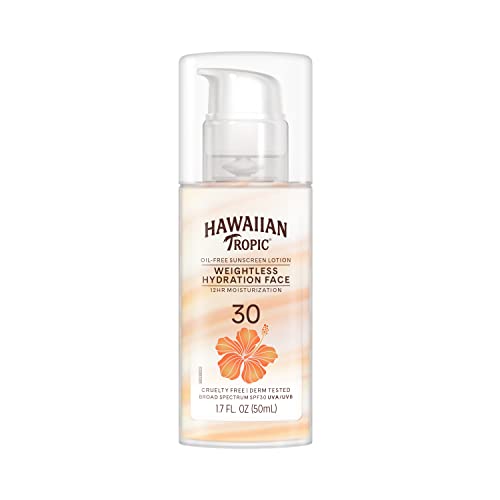 Hawaiian Tropic Weightless Hydration Lotion Sunscreen For Face Spf 30, 17Oz  Travel Size Face Sunscreen, Oil Free, Sunblock Face