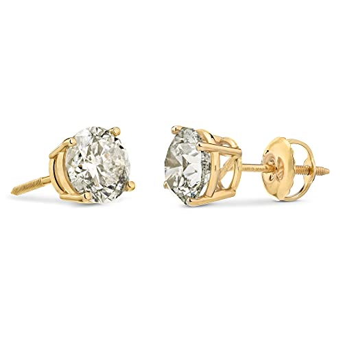 Amazon Essentials 14k Yellow Gold Round-Cut Diamond Stud Earrings (1/2cttw, J-K Color, I2-I3 Clarity) (previously Amazon Collect