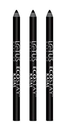 Lotus MakeUp Ecostay Kajal Pencil Stick | Waterproof | Smudge Proof | Long Lasting | 1.2G (Black, Pack Of 3)