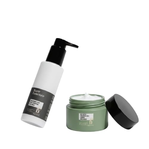 Bare Essence Hydra Dew Face Wash & Silken Rice Moisturizer Combo | Hyaluronic Acid Deep Hydration Cleanser + Rice Water Ceramide