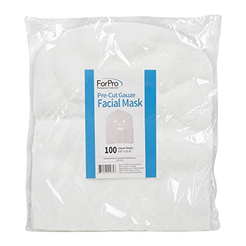 ForPro Professional Collection Precut Gauze Facial Mask, 100% Cotton, White, 100 Count, Model 140500