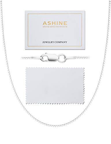 ASHINE Sterling Silver Chain Silver Chain for Men Chain Necklace Silver Chain Necklace for Women (0.8mm Box Chain Lobster Clasp 