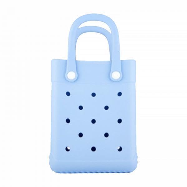 Ujeavette 2Xbeach Tote Bag Summer Waterproof Open Tote Bag For Women Lightweight Handbag Light Blue