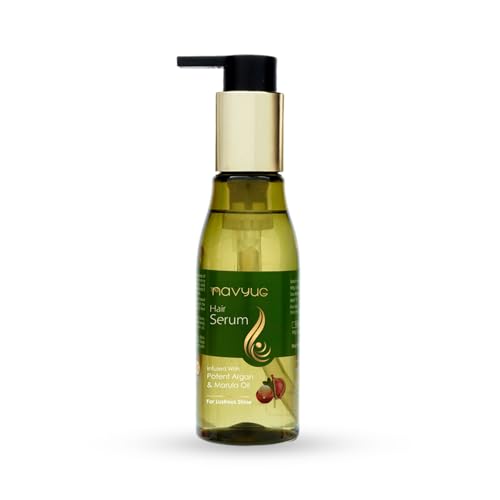 Navyug Hair Serum For Dry & Frizzy Hair - 110Ml | Enriched With Argan & Marula Oil| Instant Shine & Smoothness | Anti- Frizz, No