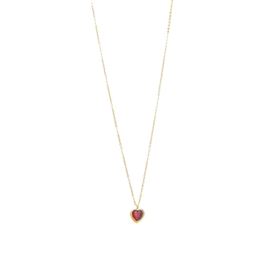 Palmonas Red Emerald Heart Pendant Necklace For Women  Gold Plated Necklace Chain, Waterproof & Anti Tarnish Jewellery | Gift F