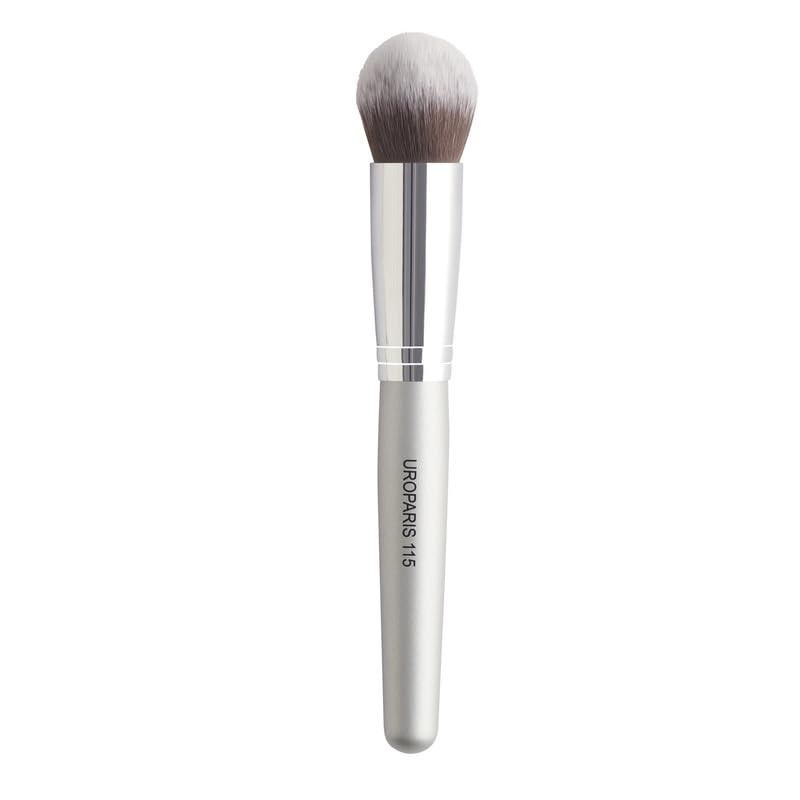 Uroparis 115 Foundation Brush | Medium Size, Round Shape For Even Foundation Blending | Wooden Handle With Brass Accents  Silve