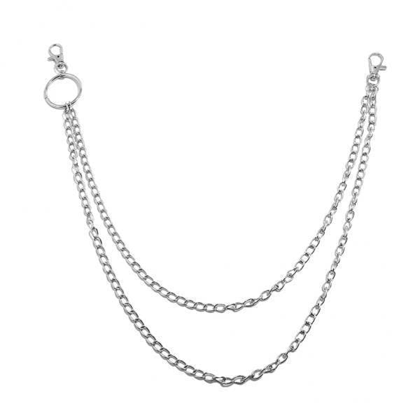 Merishopp 3Xunisex Metal Wallet Chain Jeans Biker Rocker Double Layered Necklace 2 Layer
