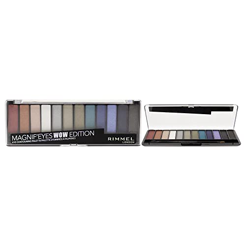 Rimmel London MagnifEyes Eyeshadow Palette, 12 Shades, Blendable Formula, Versatile, 006, Wow, 05oz