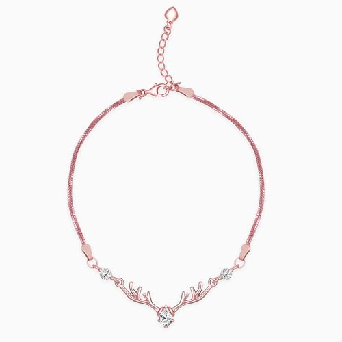 GIVA 925 Silver Anushka Sharma Rose Gold Deer Bracelet,Adjustable|Rakhi Rakshabandhan Gift For Sister Bhabhi,Gifts For Women & G