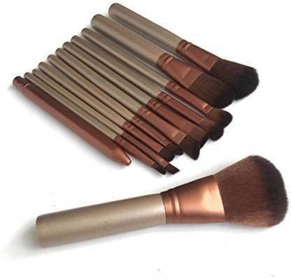 Sunisa 12 Pcs Brown Soft Bristles Makeup Brushes Set For WomenS & GirlS  (Pack Of 12)