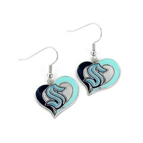 NHL Seattle Kraken Swirl Heart Earrings