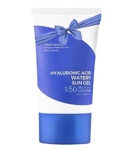 Hyaluronic Acid Watery Sun Gel SPF 50+ PA++++, Lightweight moisturizing Sunscreen with No White Cast,nonsticky UV Protection, 5