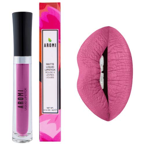 Aromi Matte Liquid Lipstick | Long Wear, Smudge Proof, Medium Pink Lip Color, Vegan, Waterproof, Day To Night, Velvety Finish (P