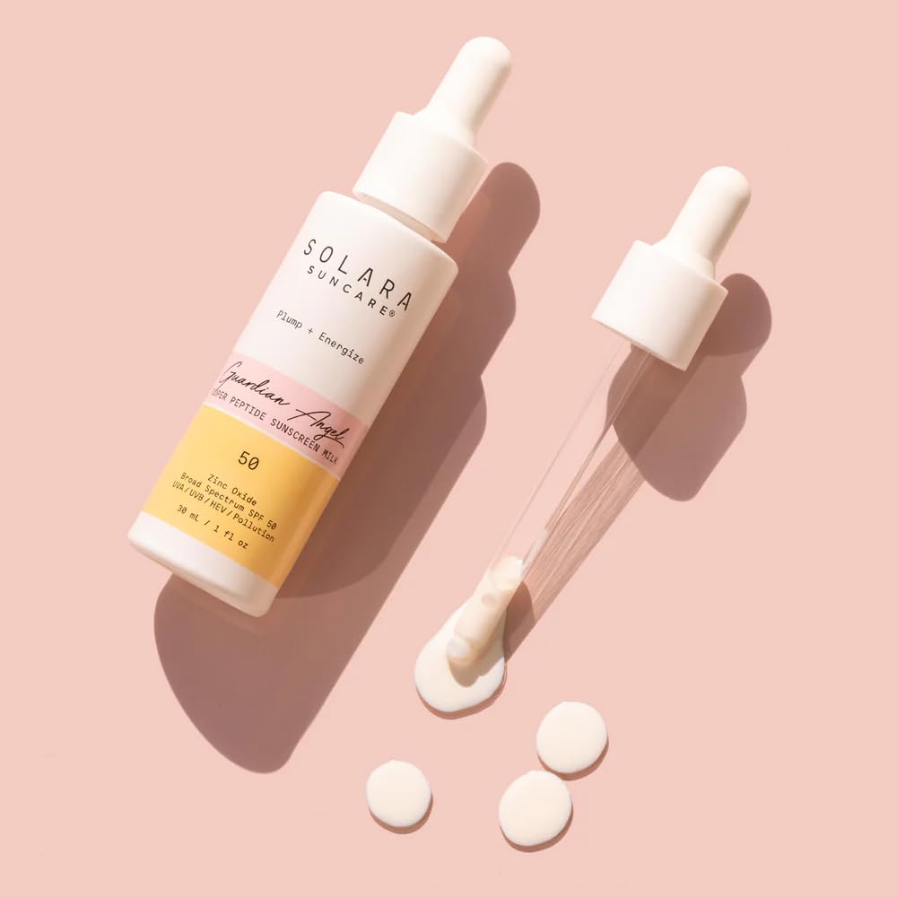 Solara Suncare - Guardian Angel Super Peptide Sunscreen Milk, Spf 50 | Ewg Verified, Vegan, Cruelty Free, Reef Friendly | Plump+