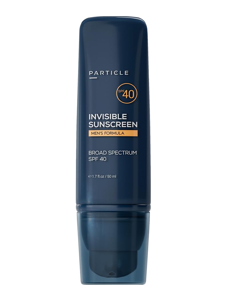 Particle Invisible Sunscreen, Mens Transparent SPF 40 Lotion with Vitamin E, Daily Skin Care for Men, Lightweight Formula for Sun Protection, Beard Friendly, Non Greasy, 1.7 FL OZ