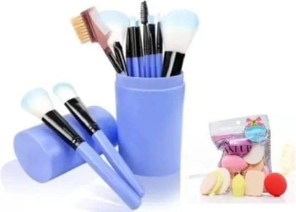 Glowhouse Beauty Makeup Brush Set Of 12 Pisces With Storage Box And 6 Pisces Sponge Puff Eyeshadow