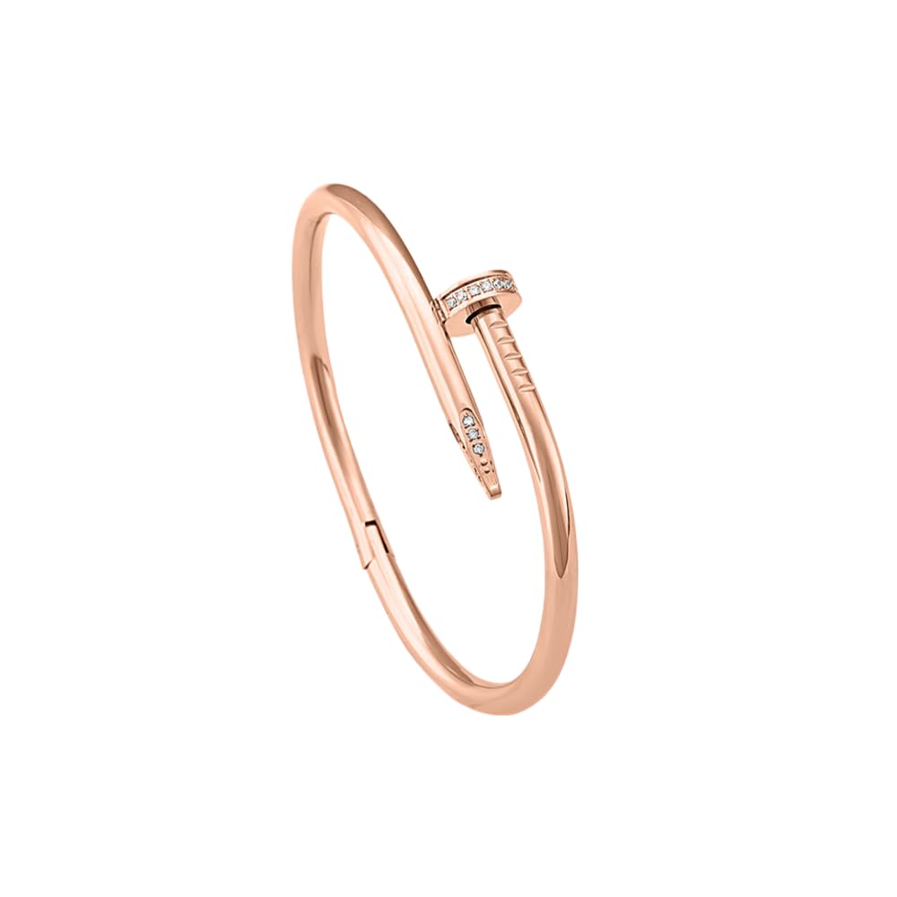 Palmonas Nail Bangle Bracelet For Women  Gift For Girls & Women | Waterproof & AntiTarnish Bangle Bracelet (Rose Gold)
