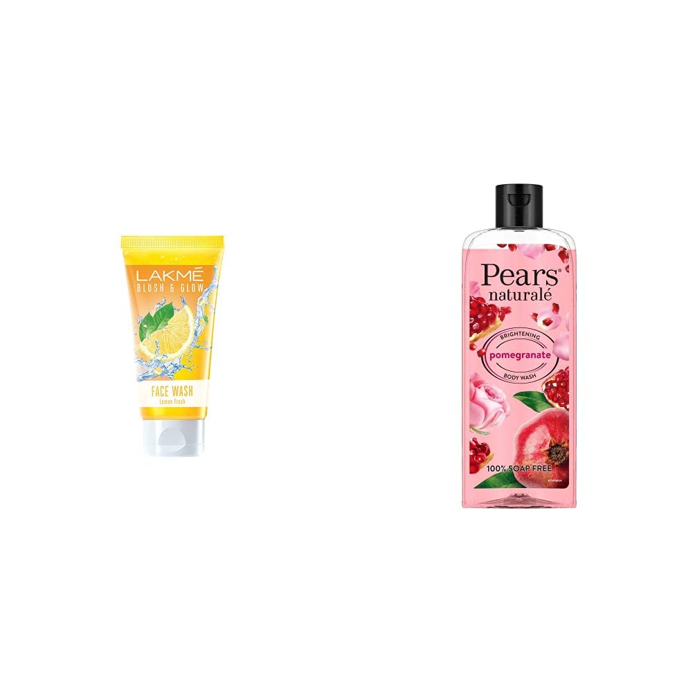 Lakm Blush And Glow Lemon Fresh Facewash, 100G & Pears Naturale Brightening Pomegranate Bodywash, 250 Ml