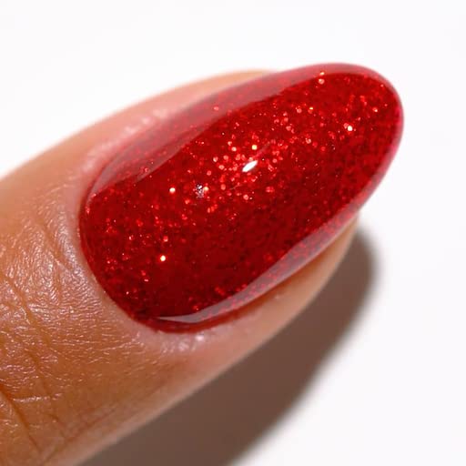Dnd Gel Polish Set, Glitter Collection, Uv Gel Polish And Air Dry Nail Lacquer, Matching Chip-Free Polish Duo, 898 Red Aura, 0.5