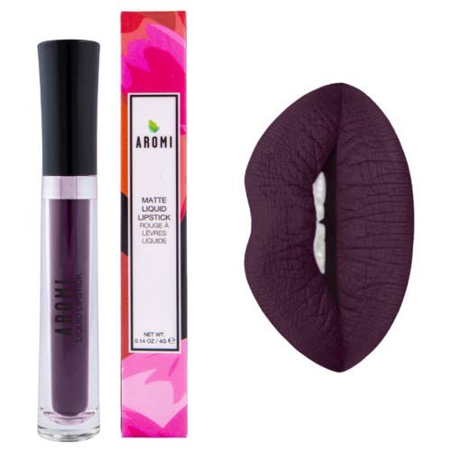 Aromi Black Plum Matte Liquid Lipstick, Dark Midnight Lip Color, Vegan And Cruelty-Free, Long-Lasting And Opaque Lipstick (Gothi