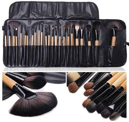 Sunisa Make Up Brushes Set With Pu Leather Case (Pack Of 24)  Black