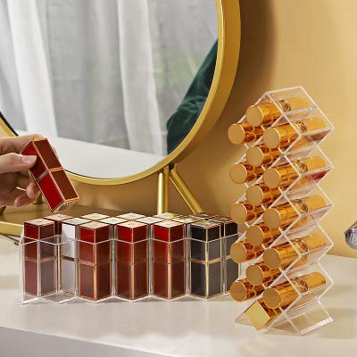 Yiezi Lipstick Holder Organizer 16 Spaces Acrylic Stackable Fish Shape Lipstick Tower, Lip Gloss Storage Stand, Perfect For Lipg