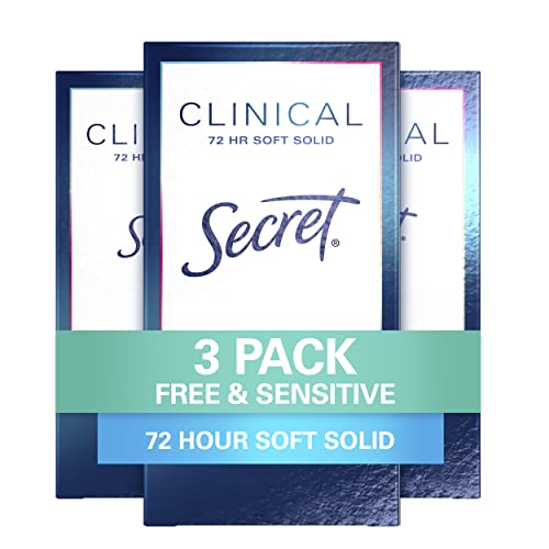 Secret Clinical Strength Soft Solid Antiperspirant And Deodorant For Women, Free  Sensitive, 16 Oz, Pack Of 3