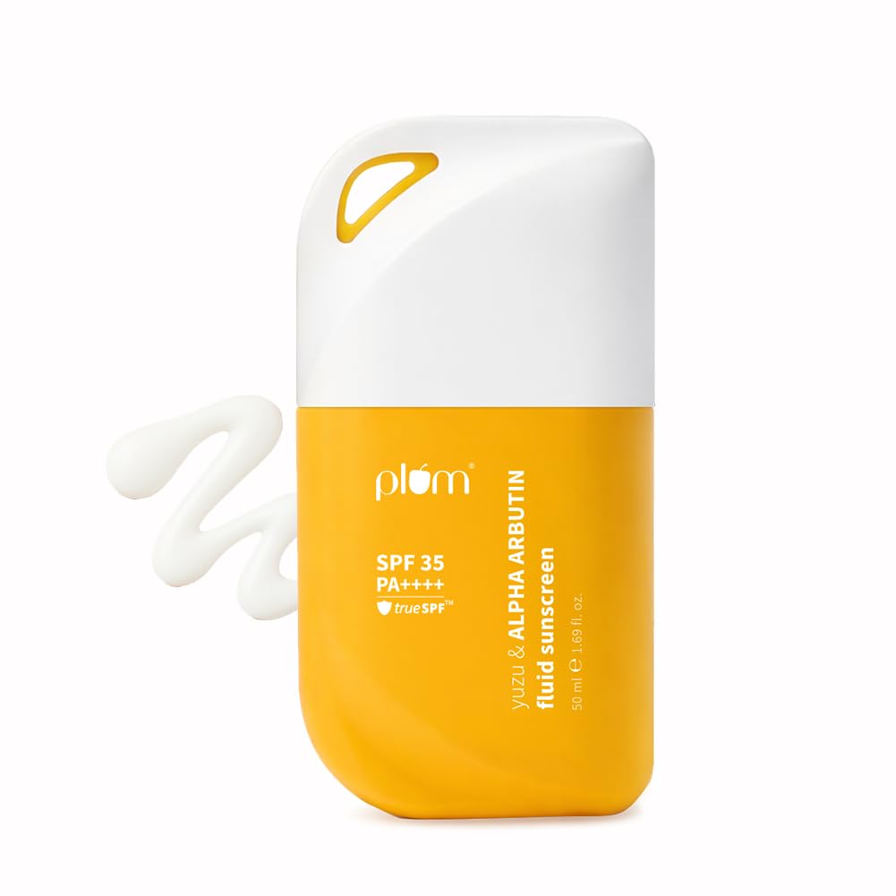 Plum Yuzu & Alpha Arbutin Weightless Fluid Sunscreen 35 PA++++ | Helps Fade Tan & Dark Spots | Ultralight Texture | 50 gm