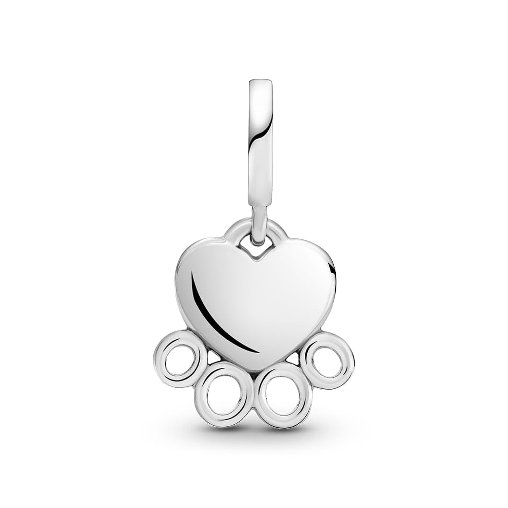 PANDORA Hearts & Paw Print Dangle Charm - Compatible Moments Bracelets - Jewelry for Women - Gift for Women - Made with Sterling
