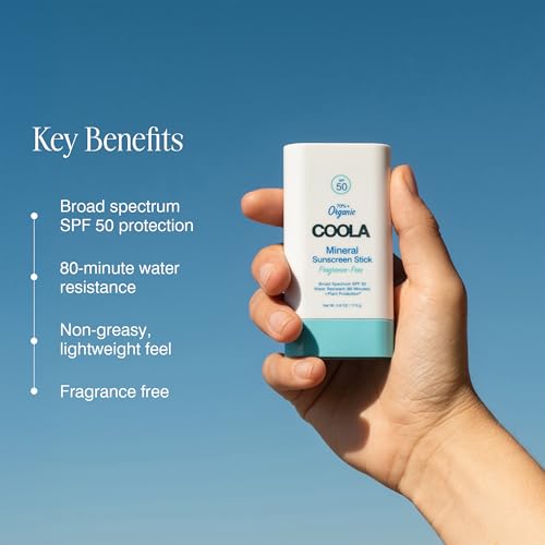 COOLA Organic Mineral Sunscreen SPF 50 Sunblock Stick, Dermatologist Tested Skin Care For Daily Protection, Vegan And Gluten Fre