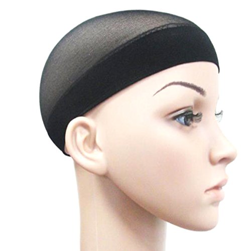 (6 Pack) Luxxii - Unisex Stocking Wig Caps For Women Nylon Mesh Stretch Elastic Snood (Black)
