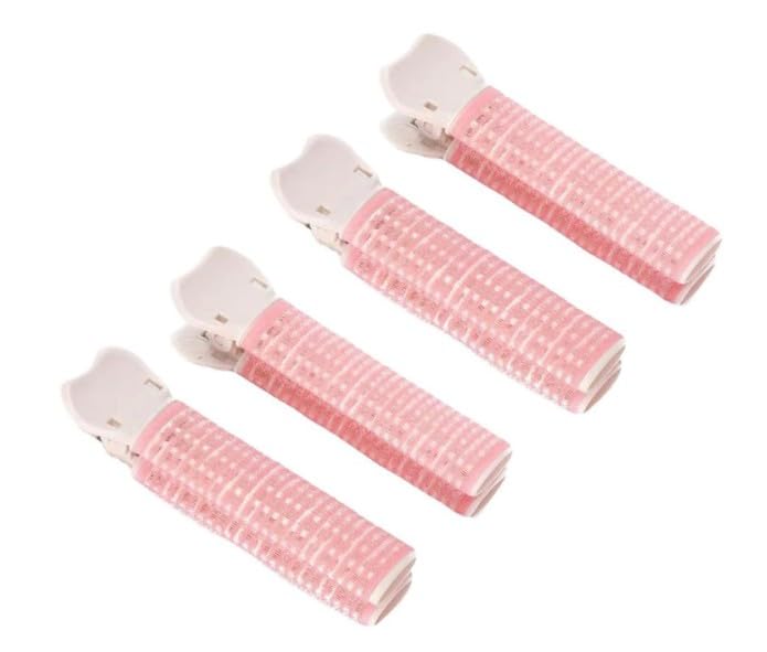 4 Pcs Pink Hair Rollers with Clip for Volumizing Bangs Curls  DIY Hair Styling Accessories Tool and Portable Self Grip Volume C