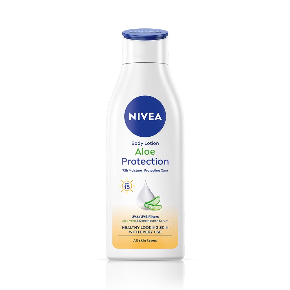 Nivea Aloe Protection Body Lotion 200 Ml | With Hyaluronic Acid & 72Hr Hydration | Spf 15 | Aloe Vera Extracts | Deep Moisture S