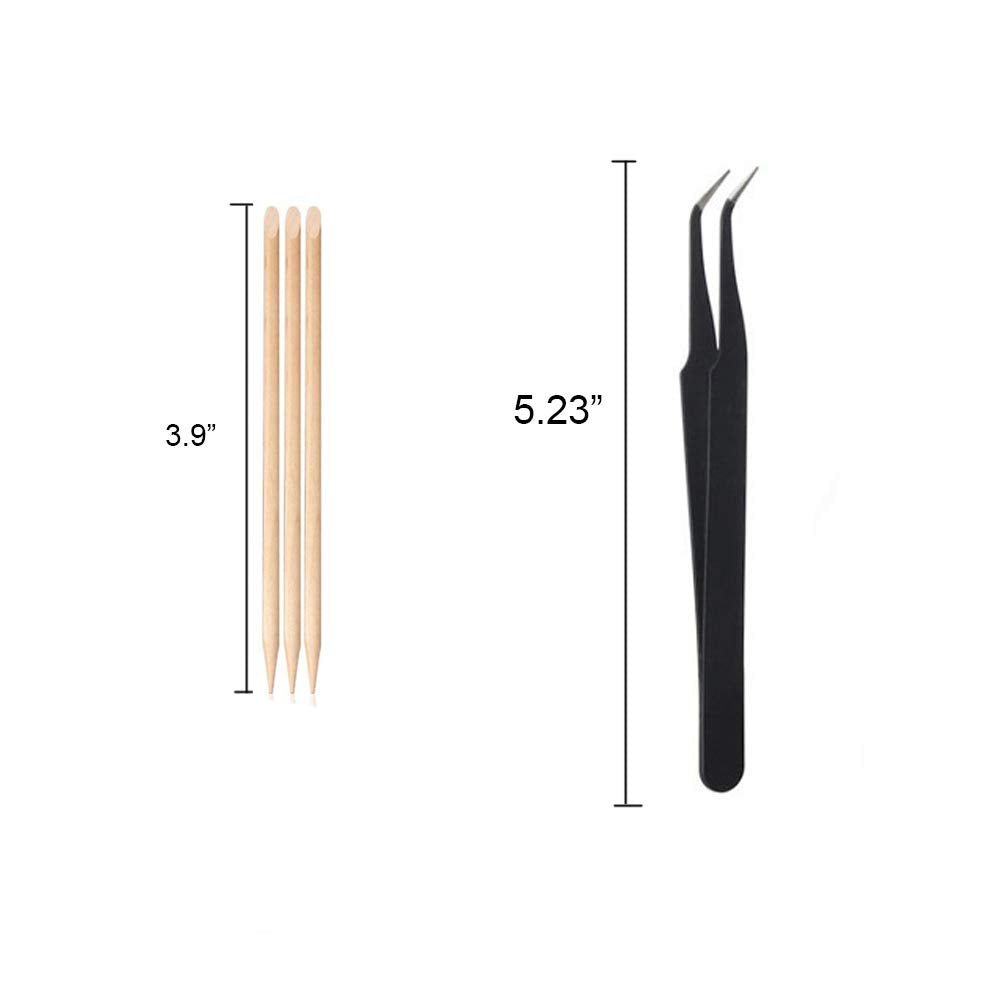 WOKOTO 30pcs White Adhesive 3d Nail Stickers Flower Nail Art Decoration Accessory With 1 Pcs Anti-Static Tweezers And 5 Pcs Wood