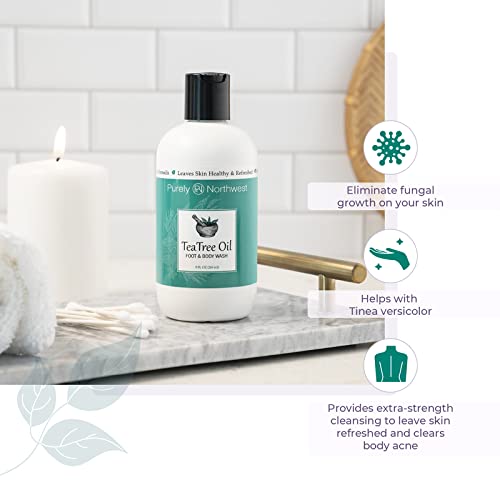 Purely Northwest Tea Tree Body Wash 9 Fl Oz ?atural Oil Cleanser for Odor & Irritations, Gentle Hydrating Shower Gel for Sensitive Skin